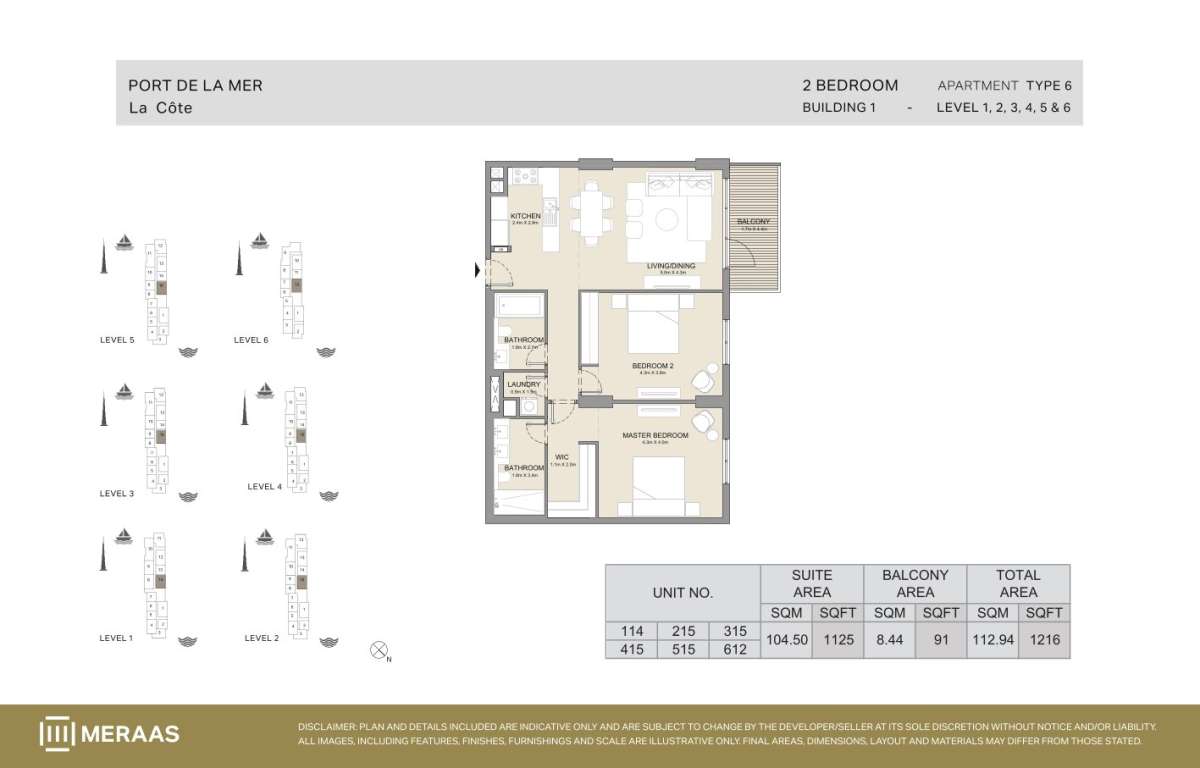 Type 6-2BHK-Type 6 - Unit 114,215,315,415,515,612